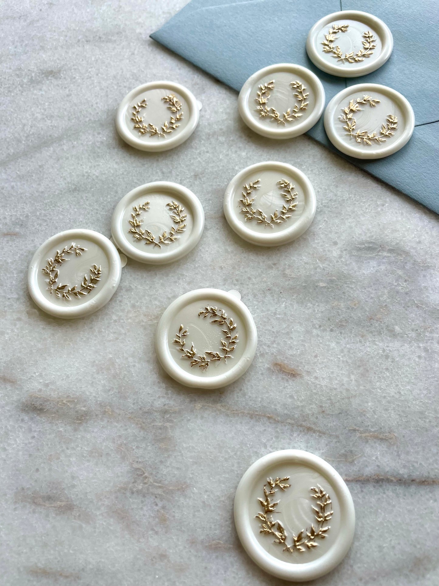 Gold Leaf Holiday Wax Seal - Self Adhesive Wax Seals - Christmas Card Wax Seal - Premade Wax Seals - Megan Bruce Designs