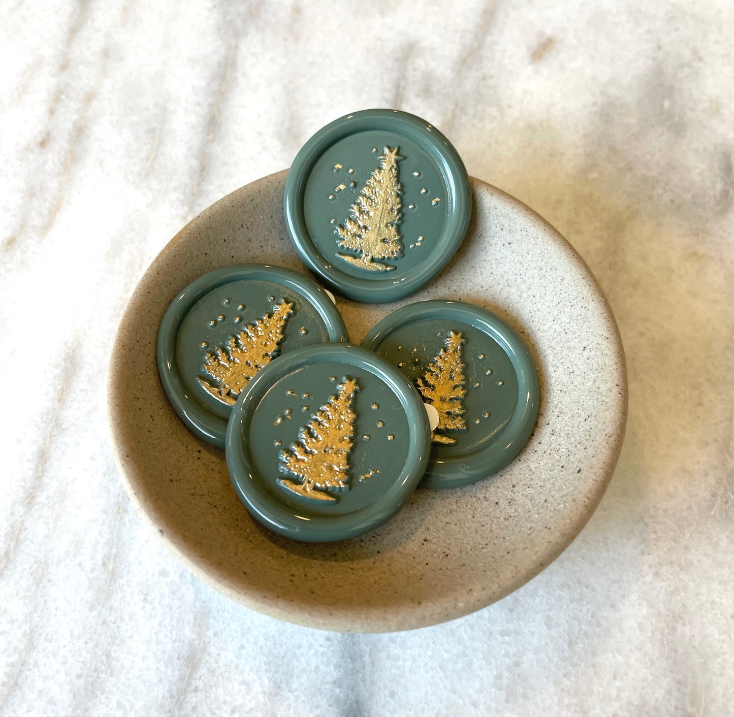 Gold Leaf Holiday Wax Seal - Self Adhesive Wax Seals - Christmas Card Wax Seal - Premade Wax Seals - Megan Bruce Designs