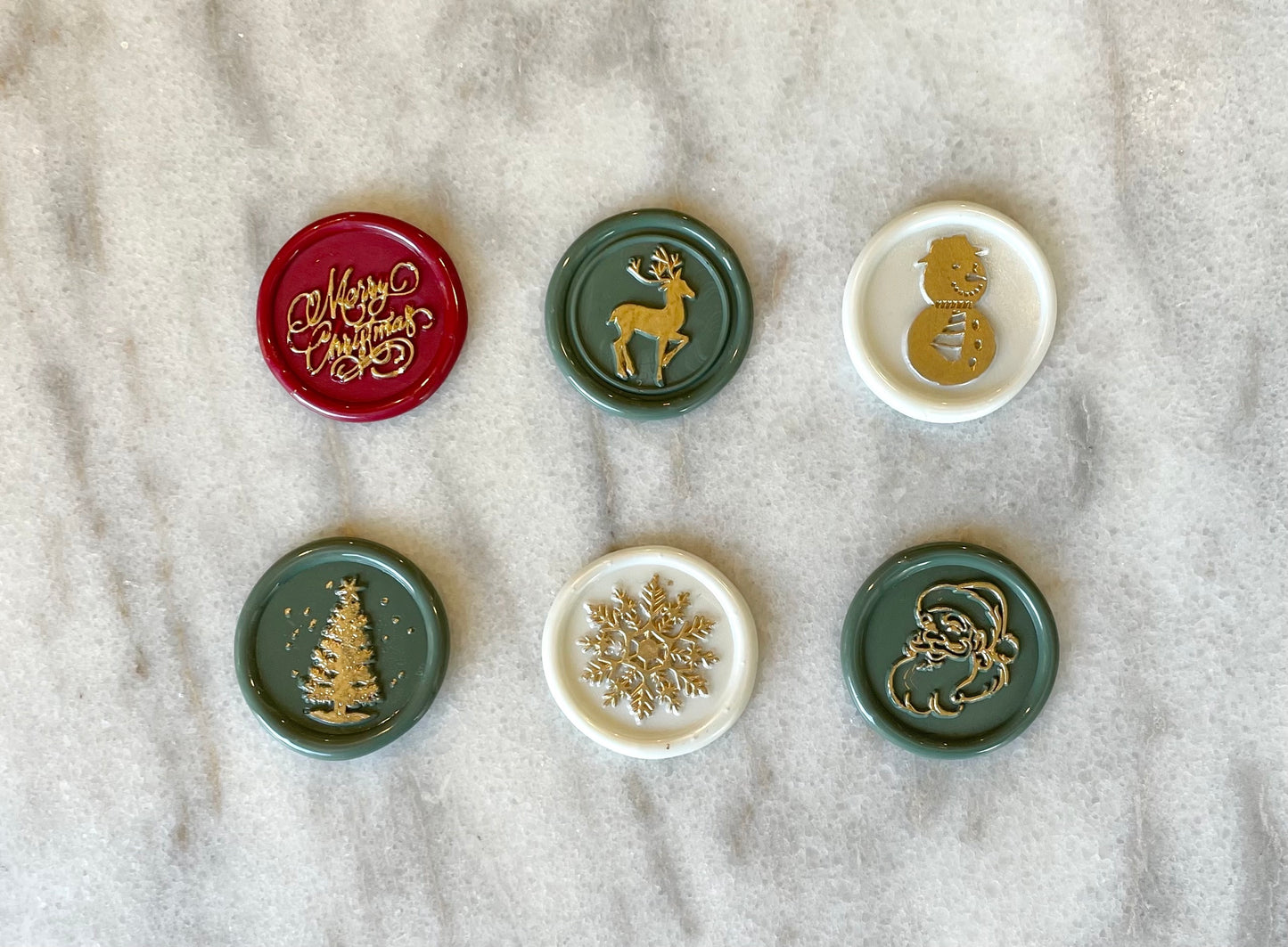 Gold Leaf Holiday Wax Seal - Self Adhesive Wax Seals - Christmas Card Wax Seal - Premade Wax Seals - Megan Bruce Designs