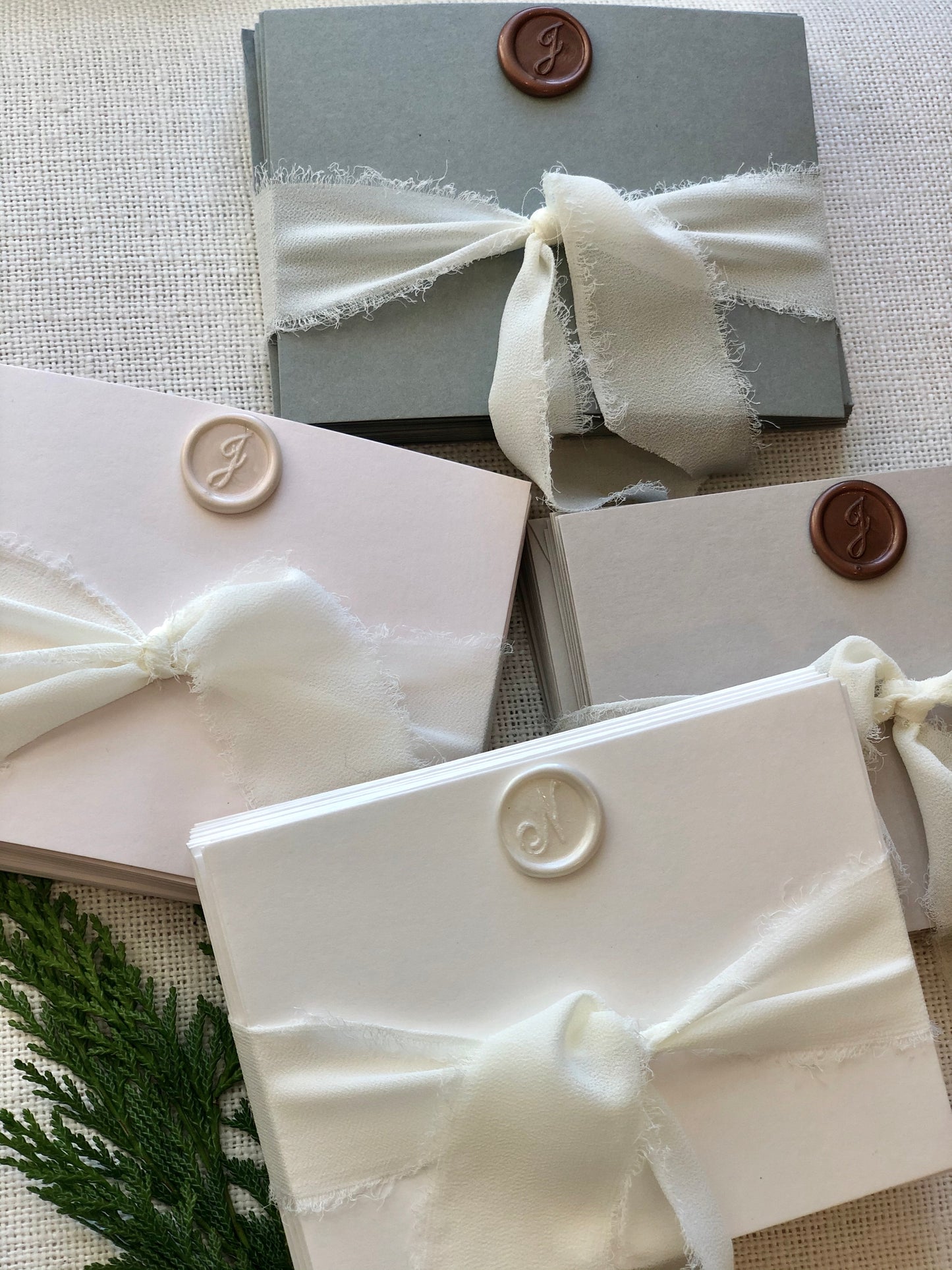 Personalized Wax Seal Note Card Set - Wax Seal Stationary Cards -Monogram Stationary - Simple Notecards- Bridesmaids Gifts - Megan Bruce Designs