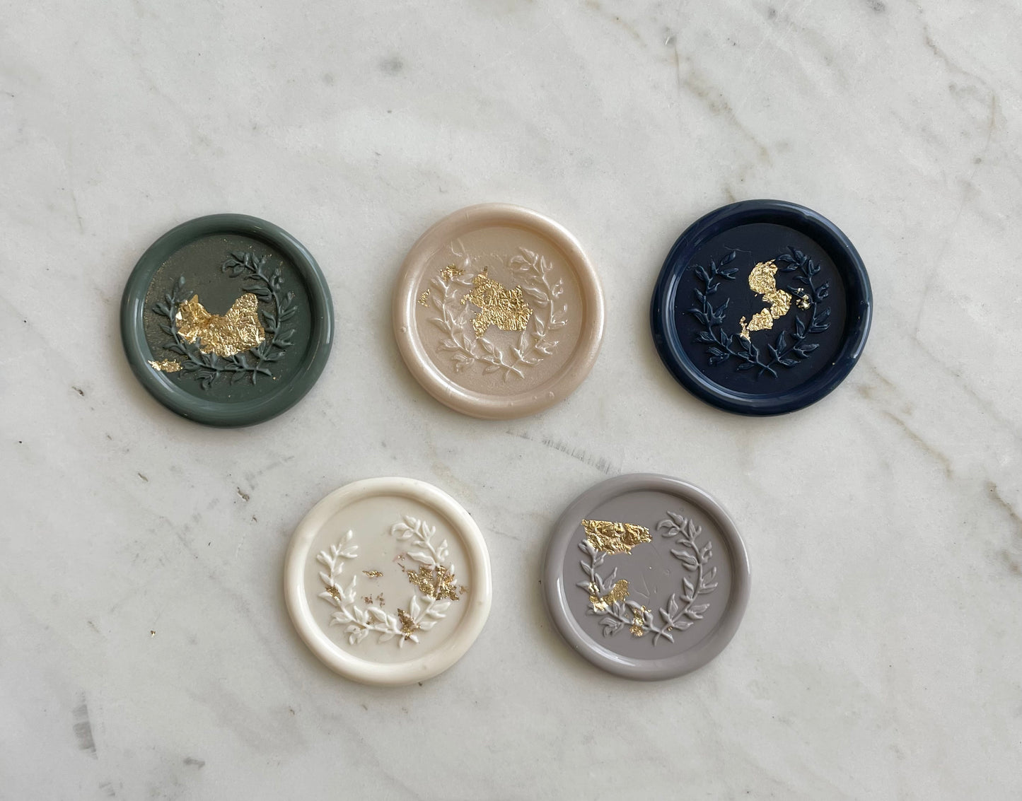 Floral Wreath Wax Seal Sticker - Gold Foil Wax Seal - Wedding Invitations - Gold Wax Seals - Luxury Wedding - Megan Bruce Designs