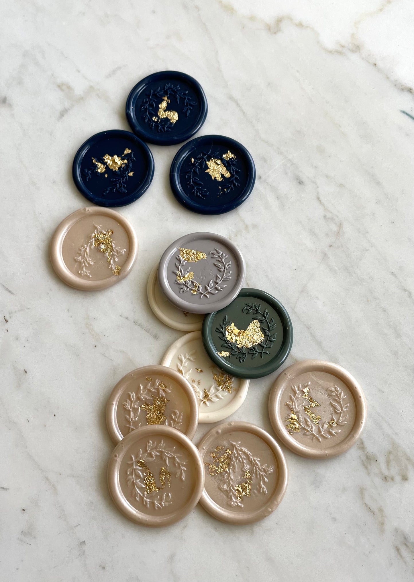Custom Initial Wax Seals with Gold Foil - Adhesive Already Applied - Wedding Invitation Wax Seal Sticker - Luxury Wedding - Save the Date - Megan Bruce Designs
