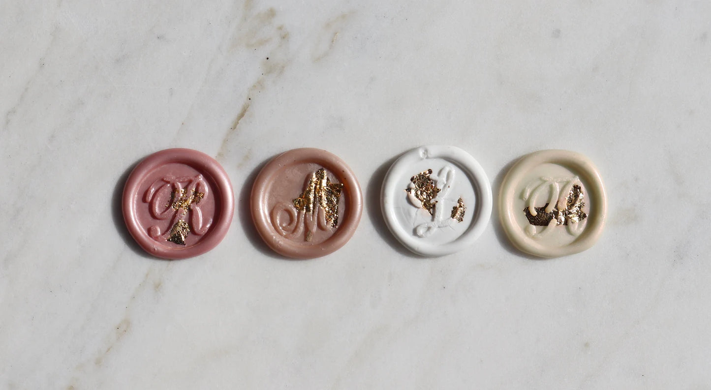 Custom Initial Gold Flake Wax Seals - Seal -Wax Seal Stickers- Adhesive Wax Seals - Megan Bruce Designs