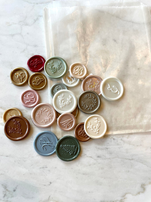Photoshoot Styling Props - Grab Bag - 20 Assorted Pre-Made Wax Seals - Flat Lay Photography - Quick Ship - Megan Bruce Designs