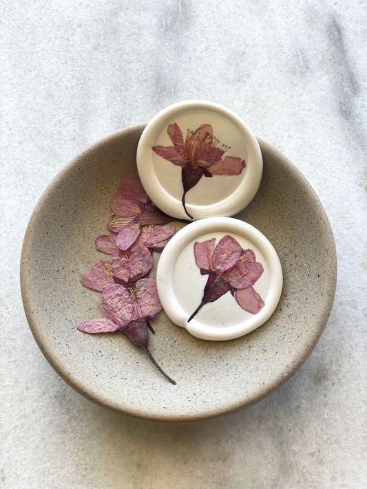 Dried Flower Wax Seals - Cherry Blossom Wax Seal Sticker- Peel and Stick Wax Seals - Ships from Texas - Megan Bruce Designs