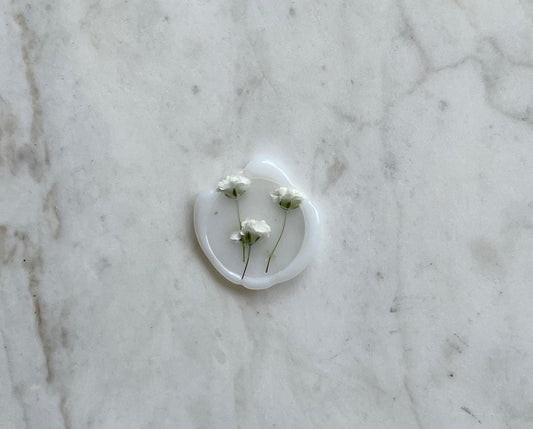 Baby's Breath Wedding Wax Seals - Vellum Dried Flower Wax Seal Sticker - Peel and Stick Wax Seal - Megan Bruce Designs