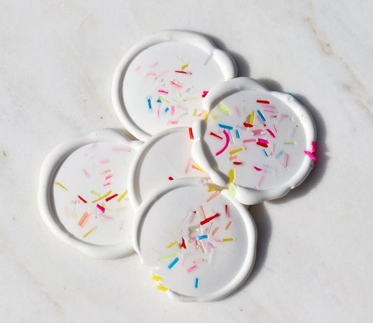 Sprinkles Wax Seal - Peel and Stick Wax Seals - Adhesive Already Applied Wax Seals - Kids Birthday Party - Megan Bruce Designs